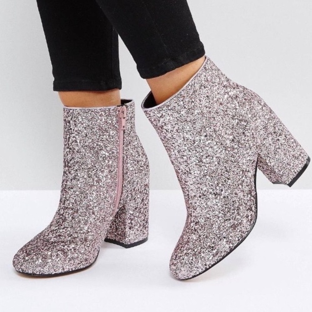Pink Glitter Booties ASOS